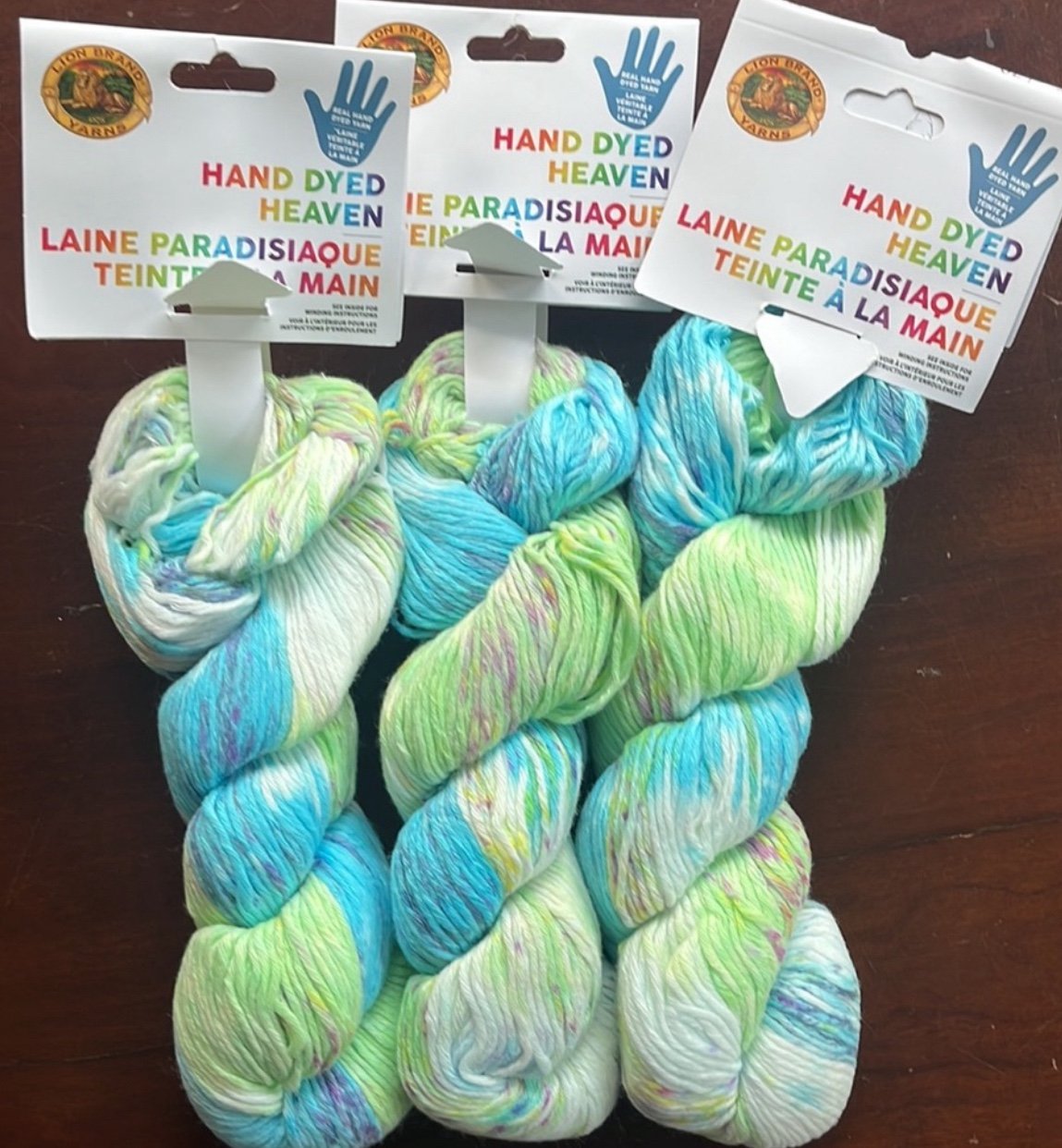 Lion Brand Hand Dyed Heaven “Dayglow” lot of 3