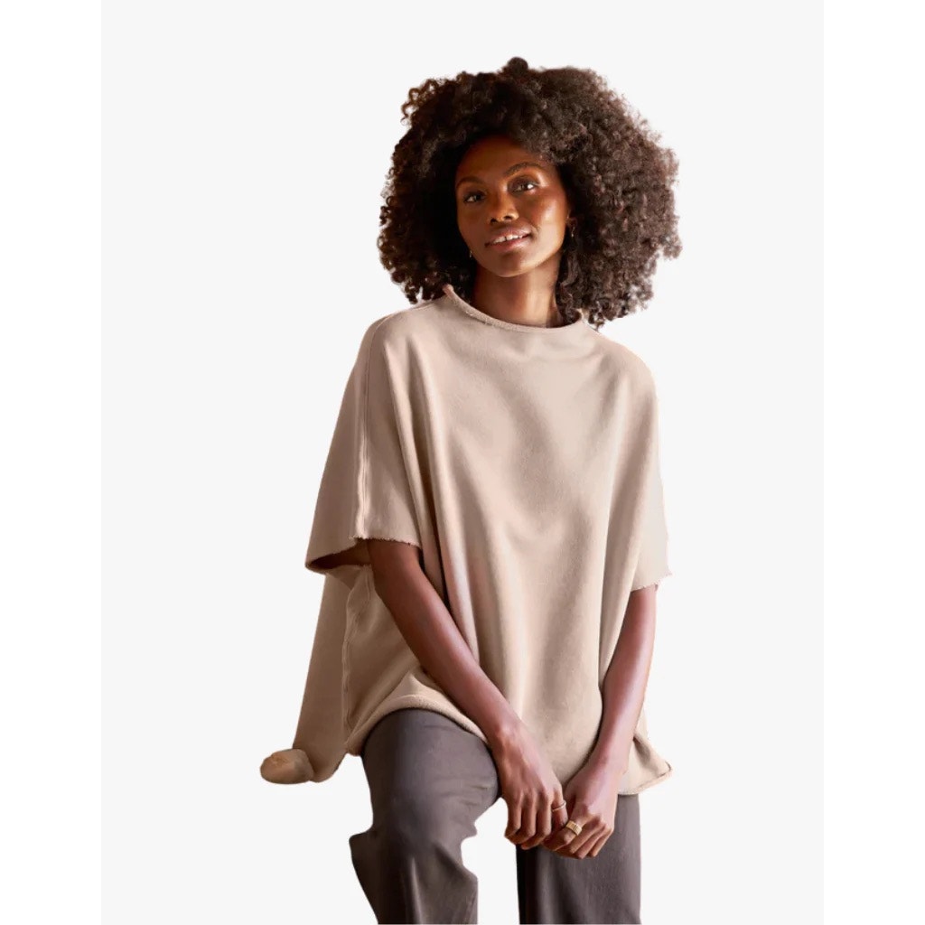 Frank & Eileen Audrey Funnel Neck Capelet in Biscotti Triple Fleece O/S