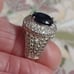 Size 7 blue sapphire labculture diamond 925 sterling ring