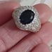 Size 7 blue sapphire labculture diamond 925 sterling ring