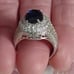 Size 7 blue sapphire labculture diamond 925 sterling ring