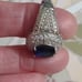Size 7 blue sapphire labculture diamond 925 sterling ring