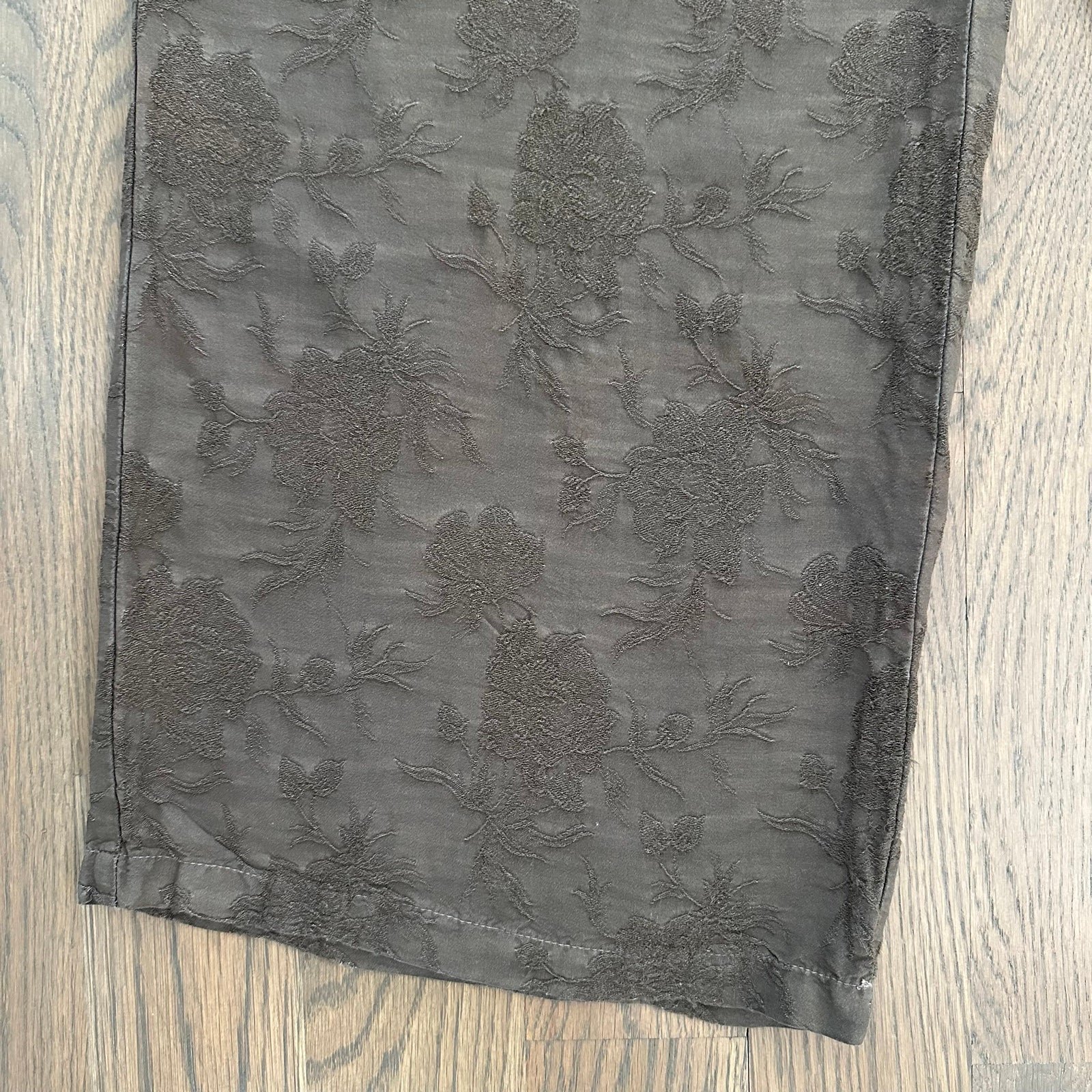 CP Shades Floral Brocade Jacquard Elastic Waist Wide Leg Pant Mocha Brown Medium - detail