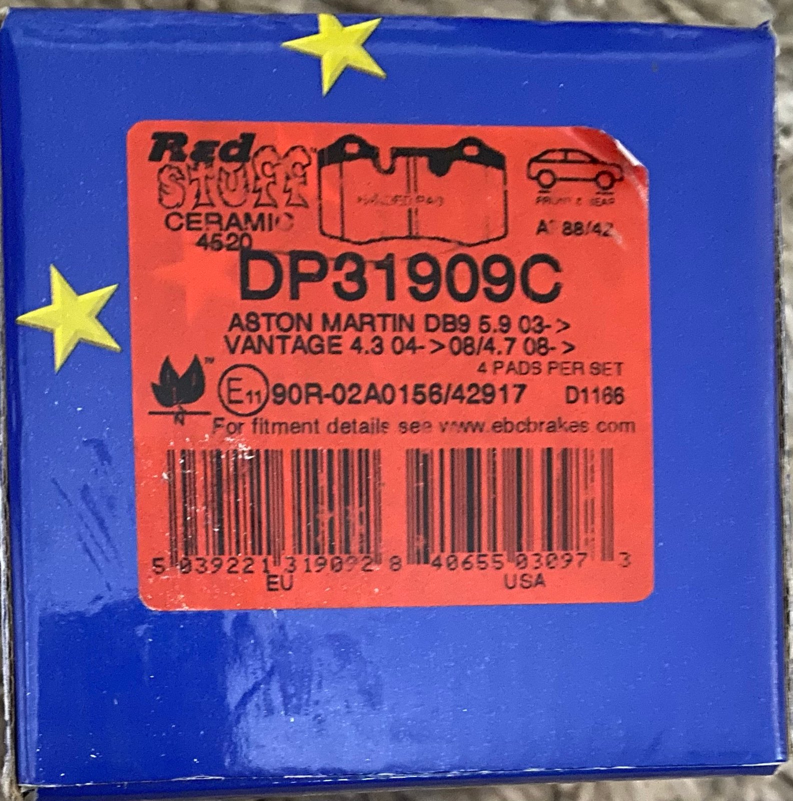 EBC Redstuff Brake Pads DP31909C New In Box Aston Martin