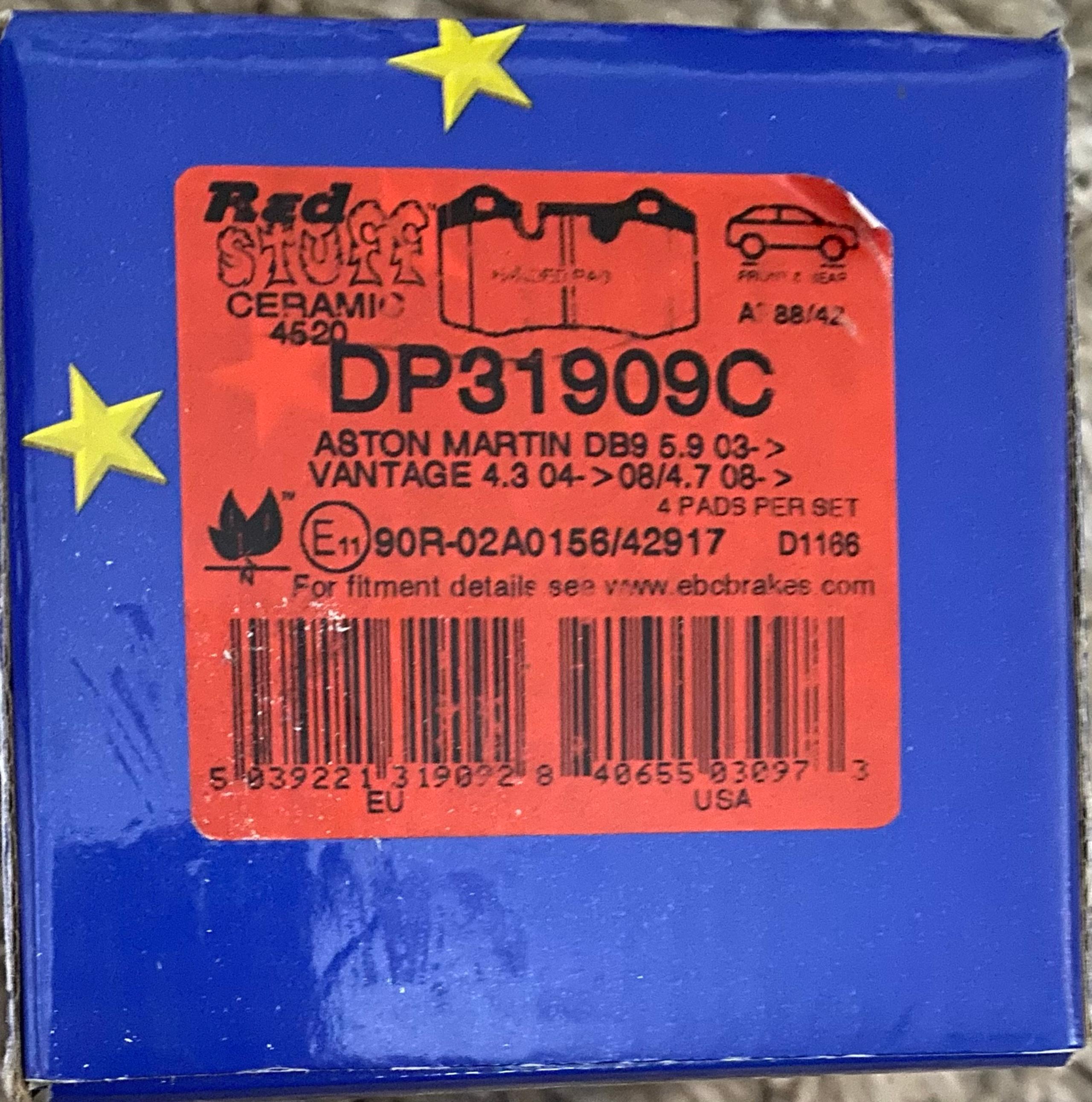 EBC Redstuff Brake Pads DP31909C New In Box Aston Martin