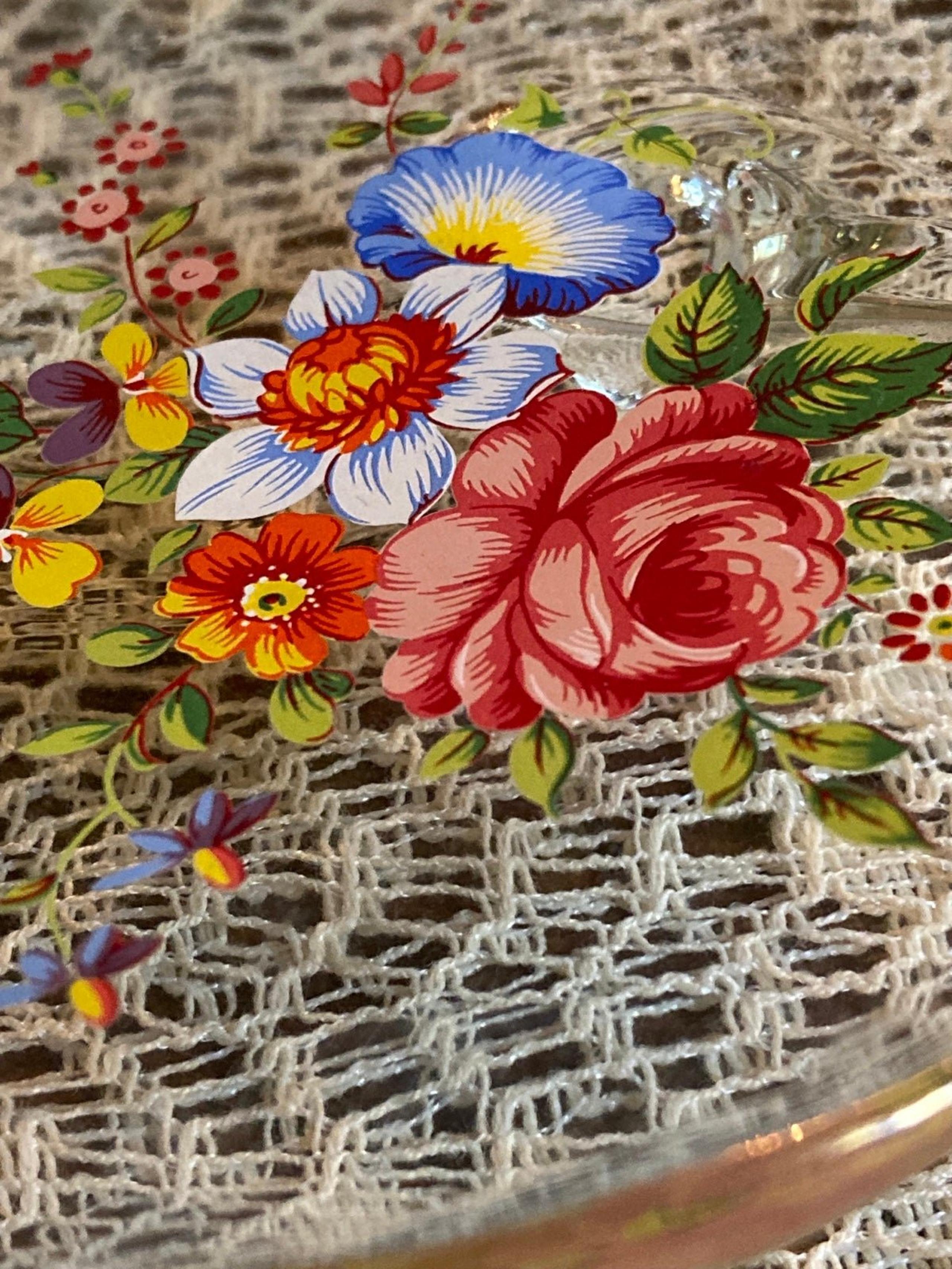 Vintage Floral Footed small dish with scalloped edging