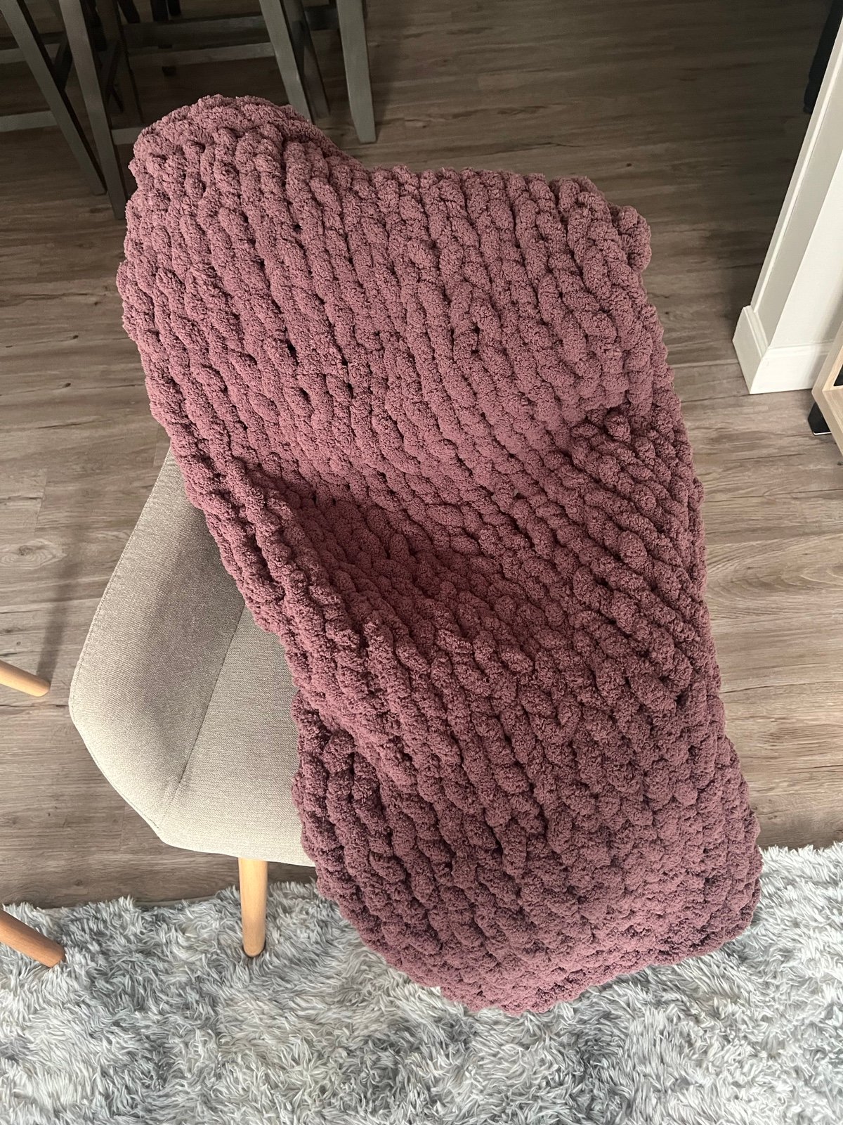 30”x40” Purple Handmade Chunky Knit Blanket