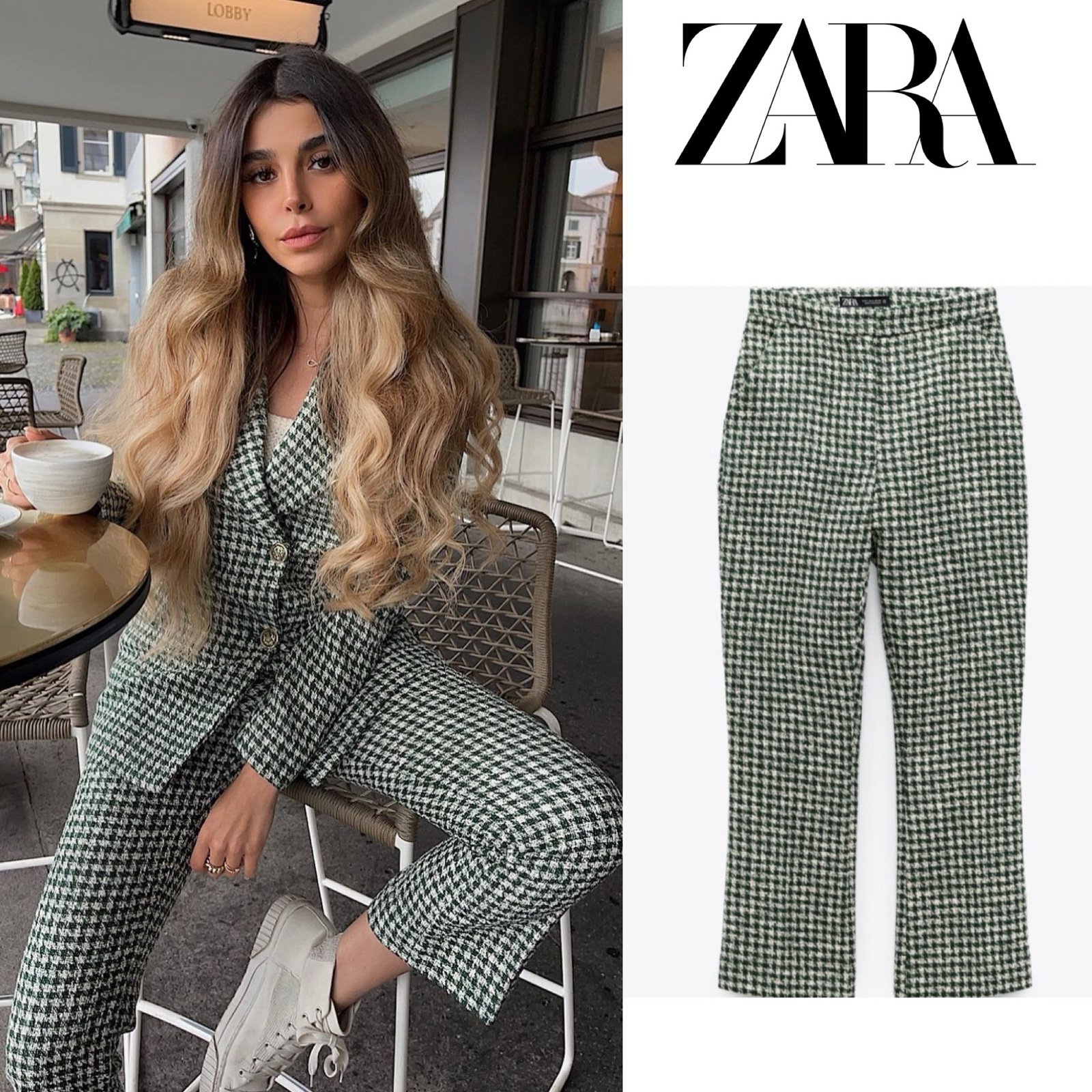 NWT ZARA TWEED STRUCTURED MINI FLARE PANTS
