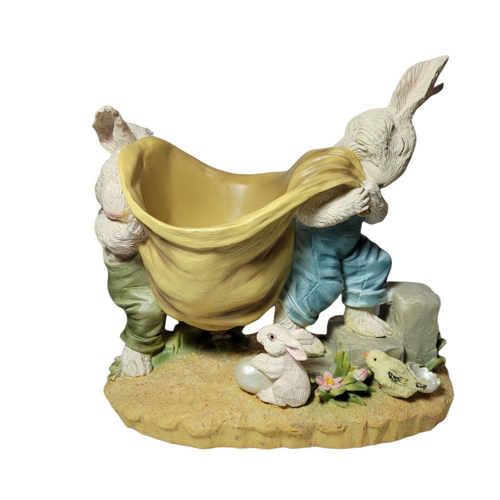 Easter Rabbit Bunny Chick Egg Floral Planter Candle Holder Vase Candy Dish