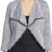 Karl Lagerfeld Paris Tweed Waterfront Jacket Size XL Blue /White Fringe NWT 140