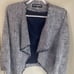 Karl Lagerfeld Paris Tweed Waterfront Jacket Size XL Blue /White Fringe NWT 140