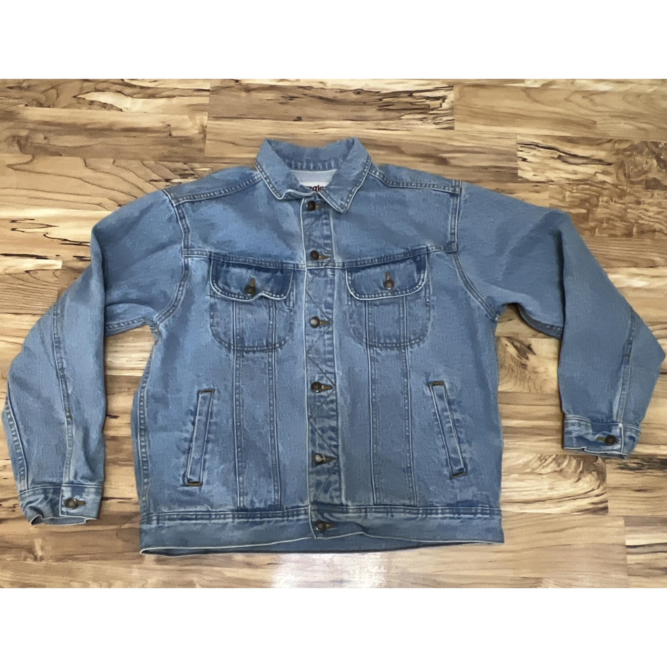 Vintage Original Wrangler Denim Rugged Wear Mens, Cowboy Trucker Jacket, Large