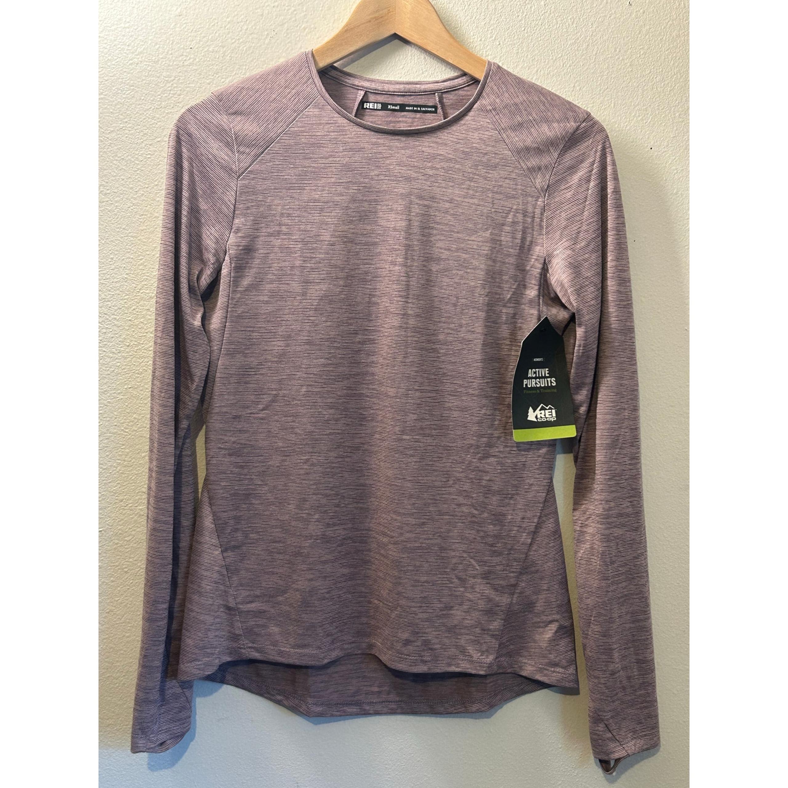 WMNS REI Active Pursuits Long Sleeve Crew NWT Toadstool/Lavender Thistle  SZ XS