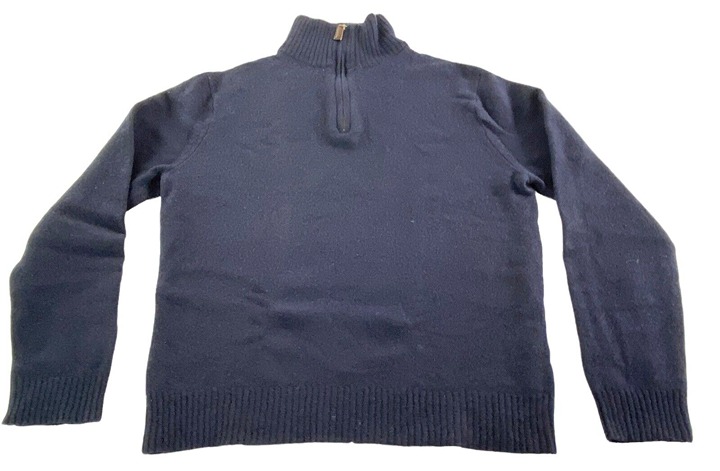 J CREW Lambs Wool Turtle Neck Pullover Sweater Long Sleeve Zip Dark Blue L 78-5