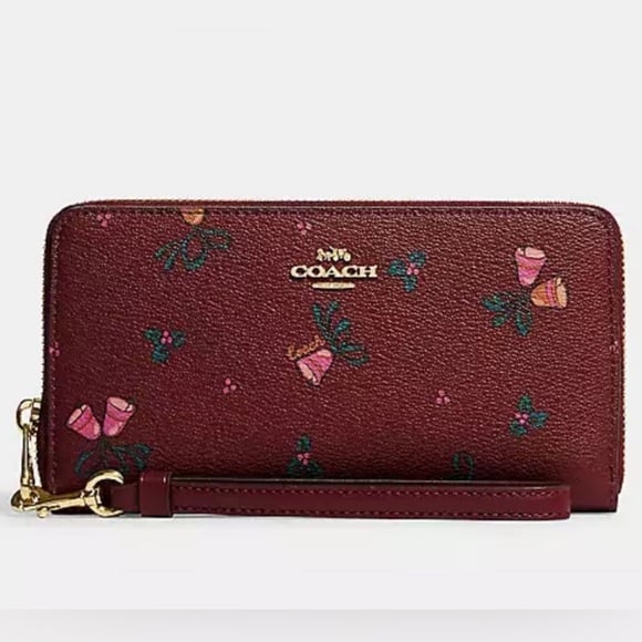 New Coach long wallet with christmas theme print