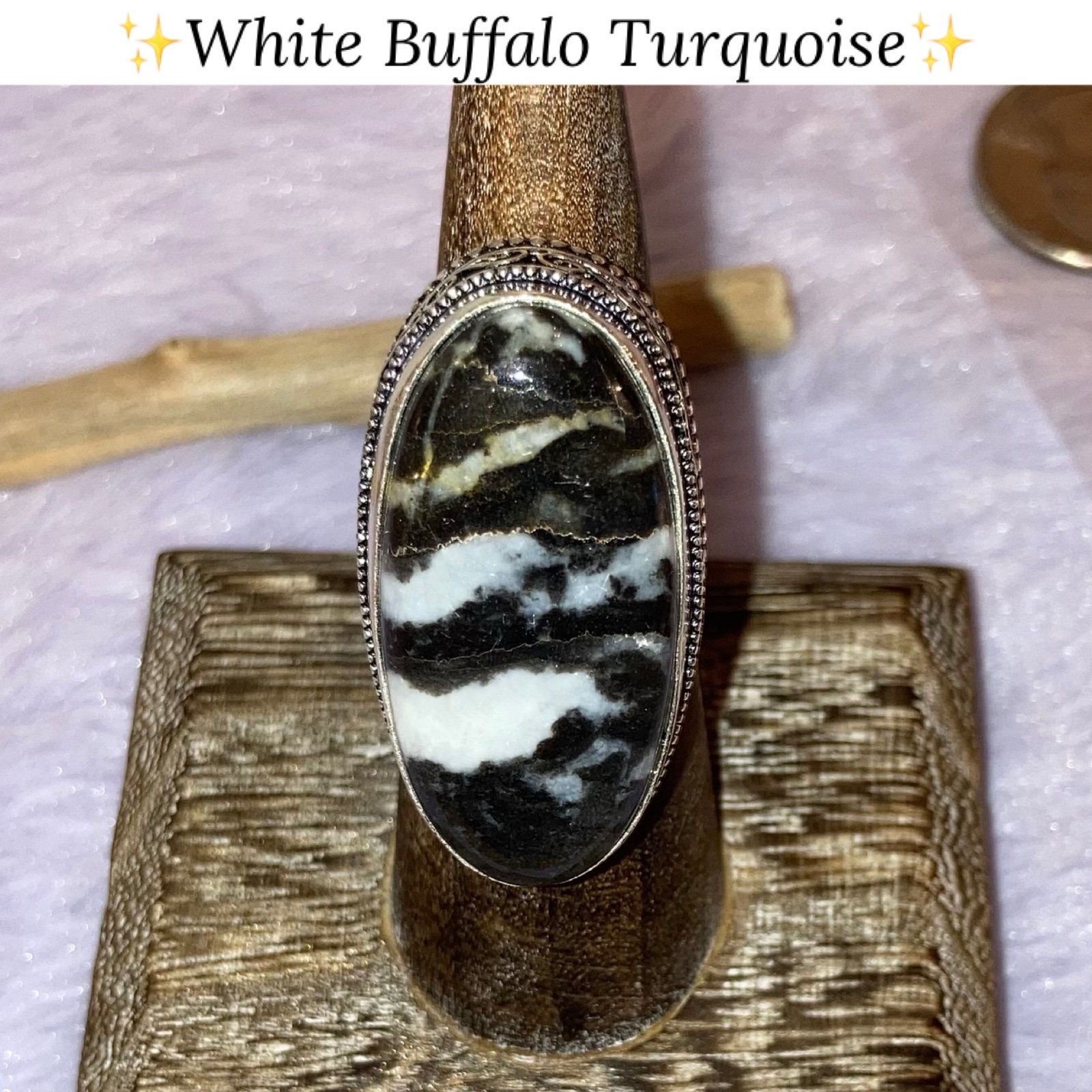 Striking White Buffalo Turquoise Gemstone Chunky Handmade Ring