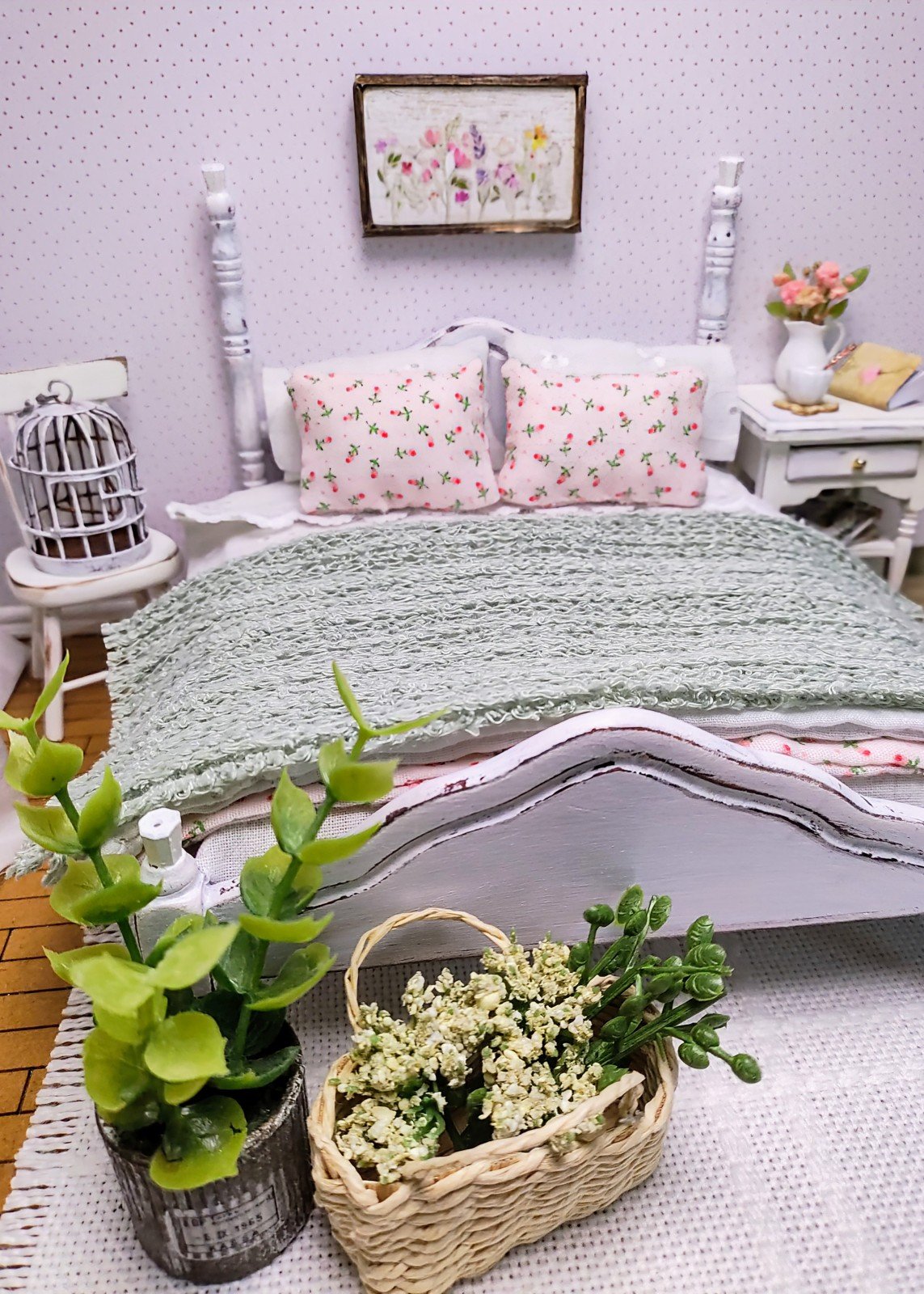 1:12 Scale Dollhouse Miniature Cottagecore Bedroom Set & Decor Lot