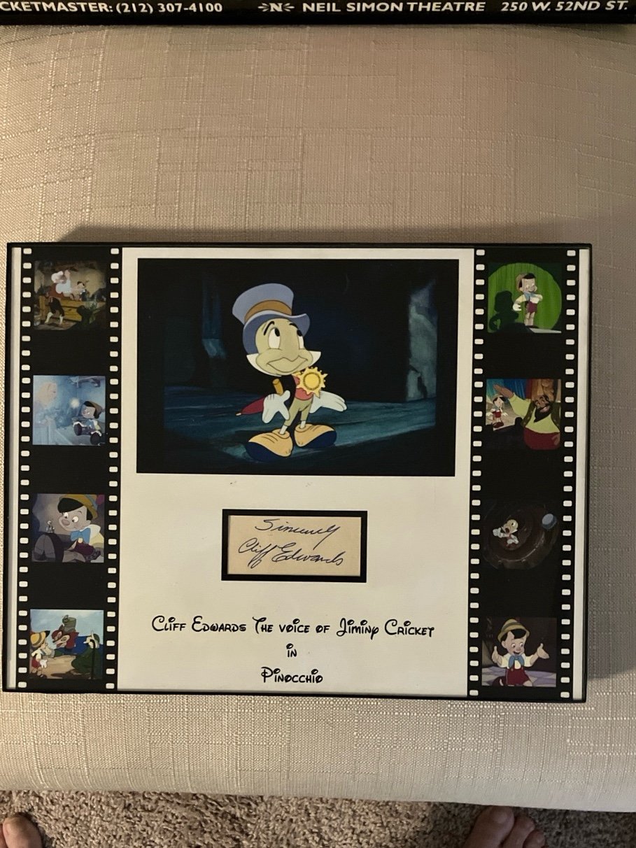 Rare Cliff Edwards voice of Jiminy Cricket autograph