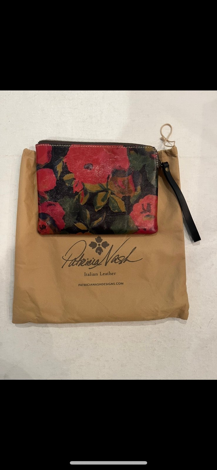 Patricia Nash dark and moody floral leather clutch. Like new!