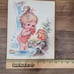 Vintage Decoupage Child Baby Prints Big Eye Bathroom Nursery Gallery Wall Kitsch