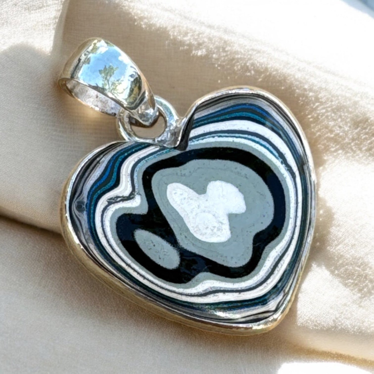 Fordite Solid 925 Sterling Silver Pendant