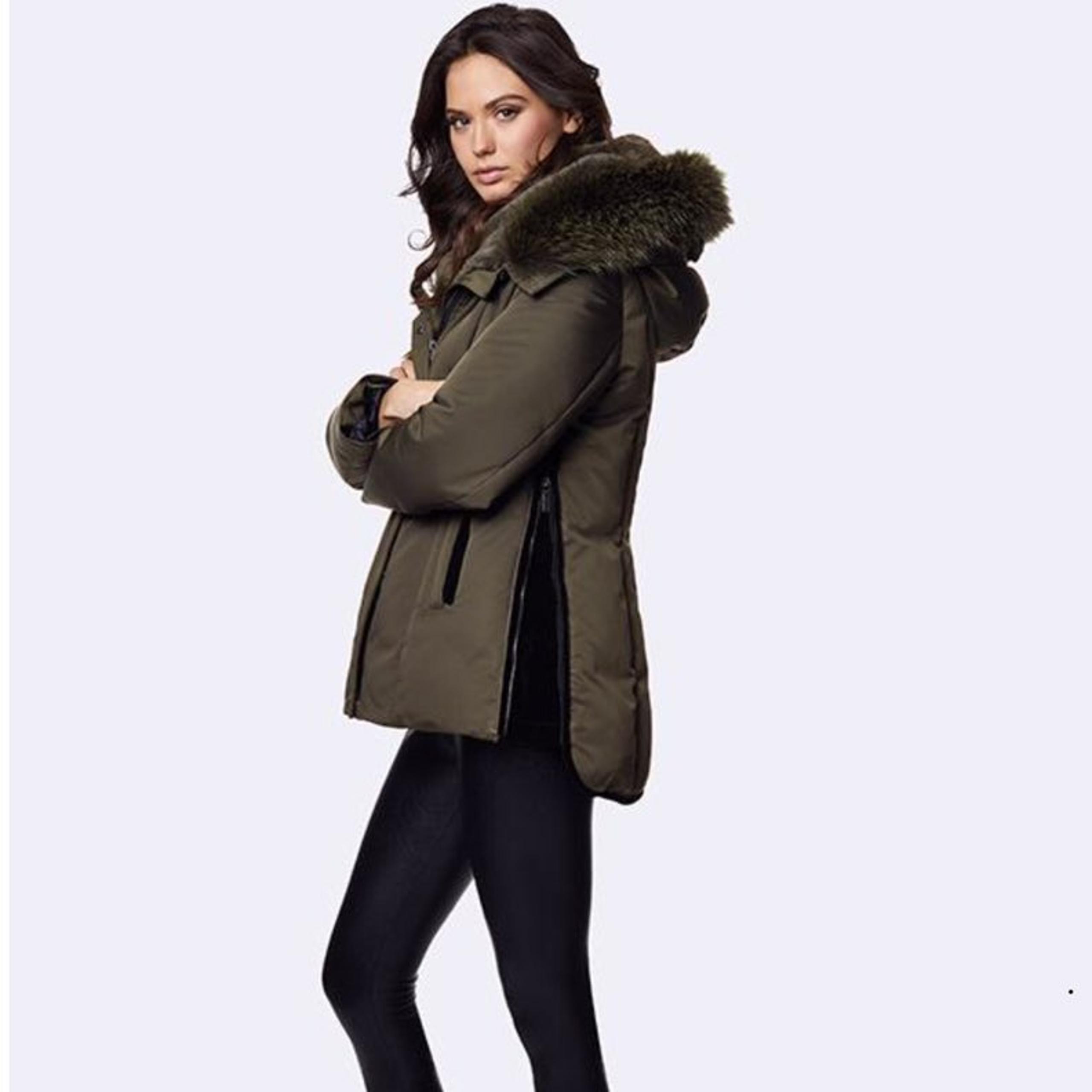 Fitted Parka with Velvet and Fur Trim