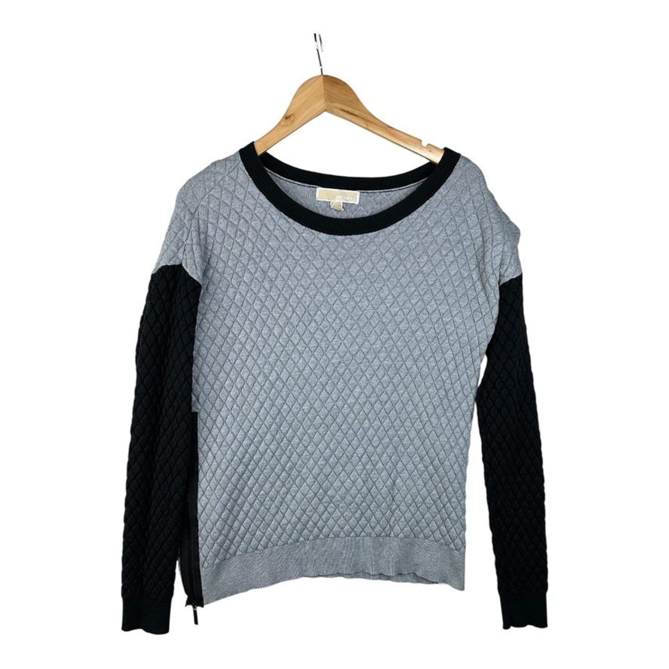 Michael Kors Womens Crew Neck Gray Quilted Sweater Size Medium