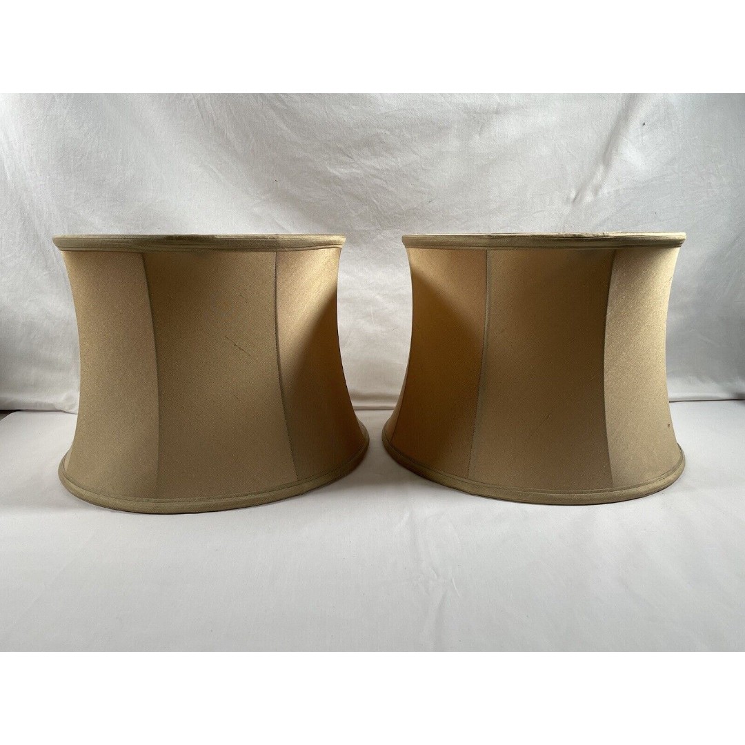 Pair of Vintage Brown Drum Lamp Shades 10.5*14
