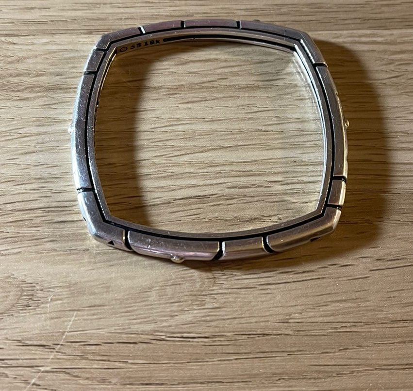 JOHN ATENCIO STERLING AND 18K BANGLE