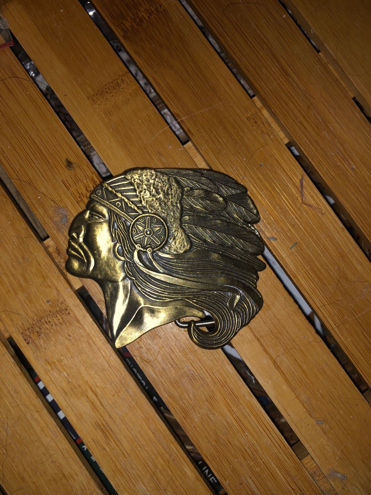 Chief head brass belt buckle