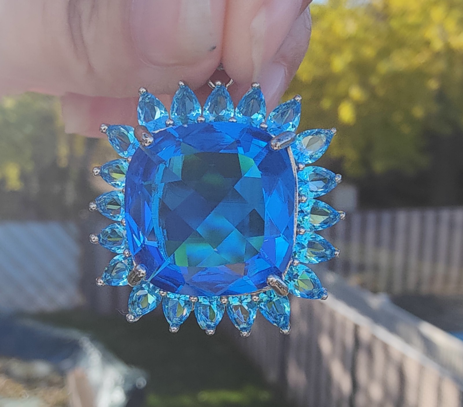 30+CT Swiss and Sky Blue Topaz Pendant