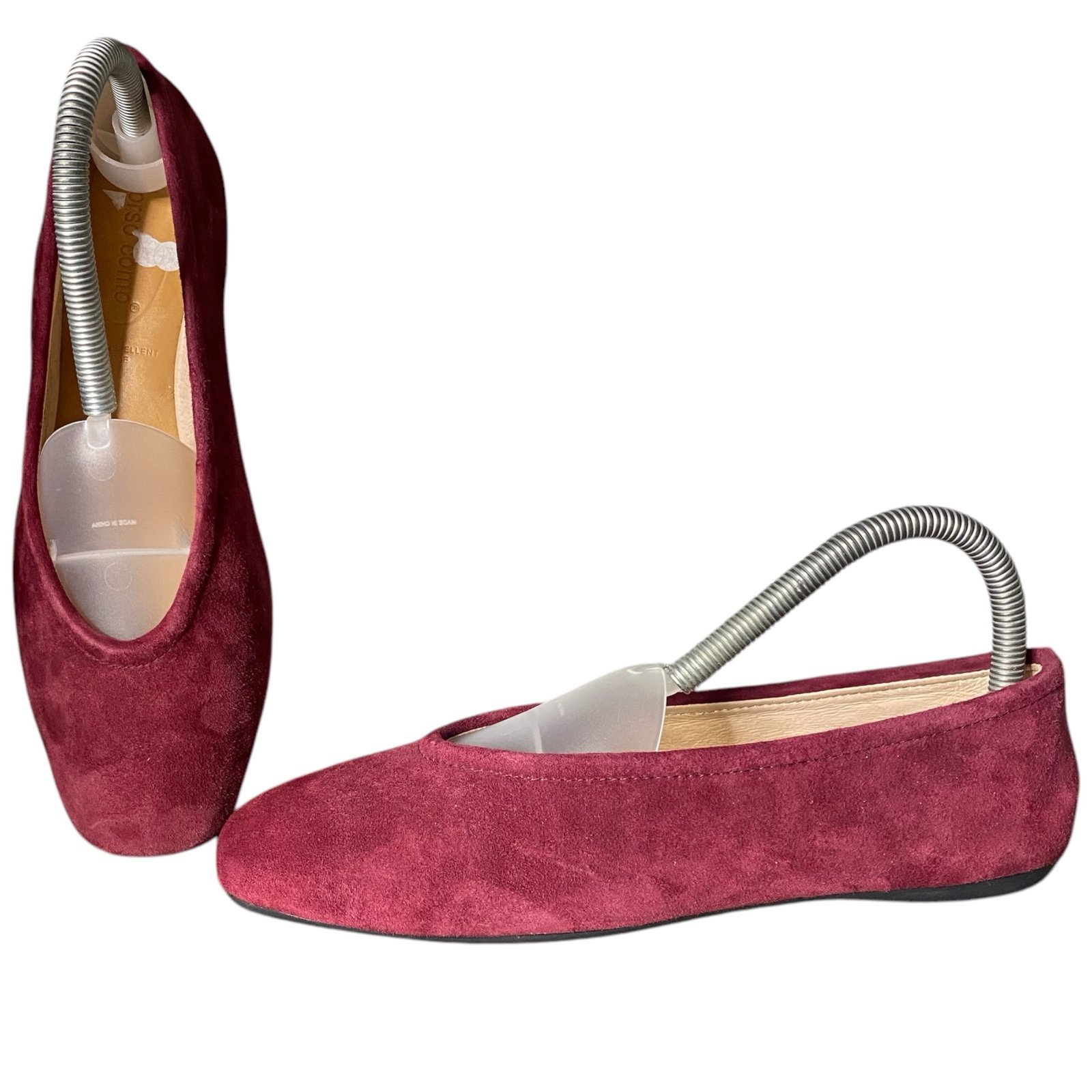 Red Suede Ballet Flat Shoes