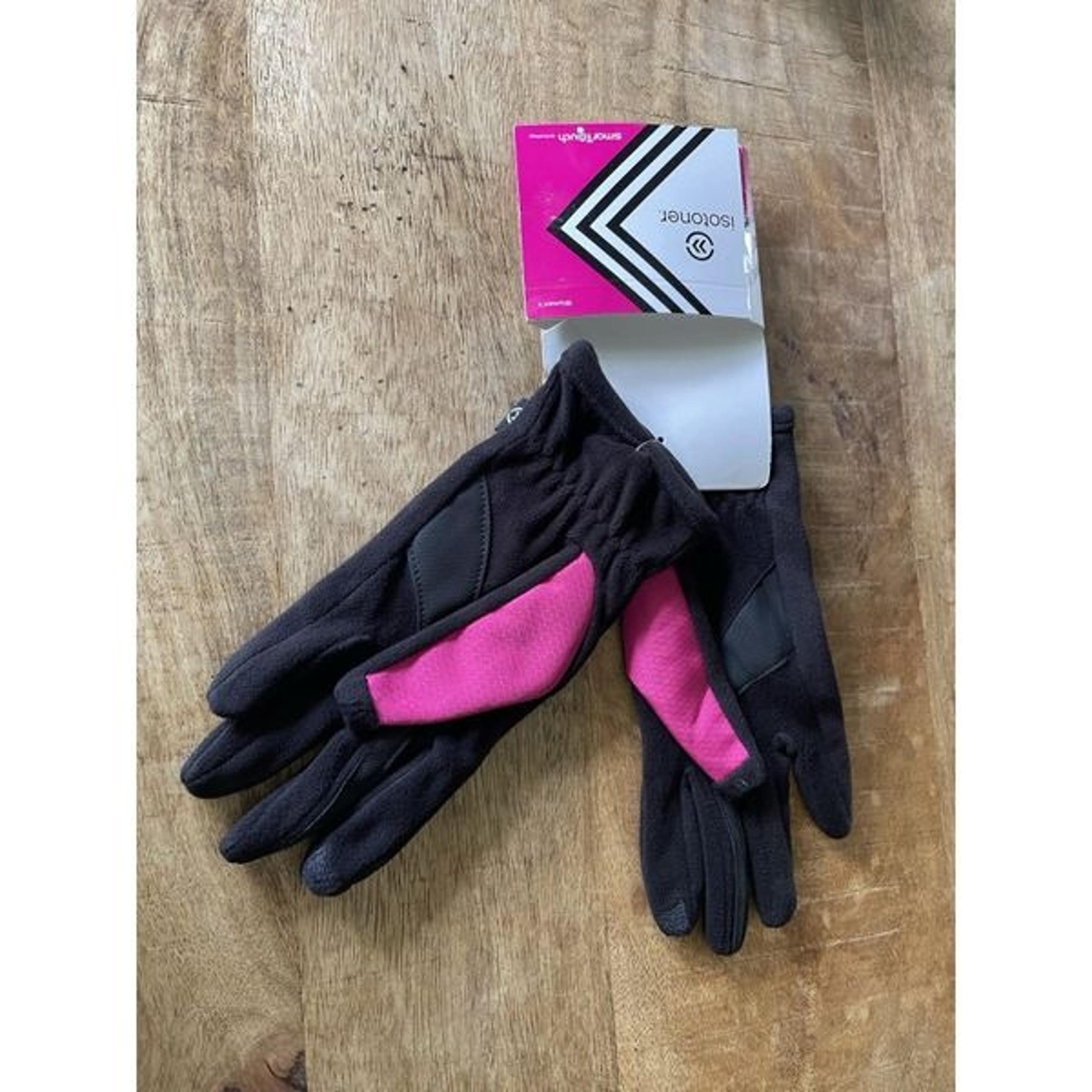 Isotoner SmartTouch Gloves Women’s One Size Fuchsia Black/ Pink  New