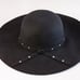 Women Silver Studded Black Floppy Hat
