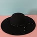 Women Silver Studded Black Floppy Hat