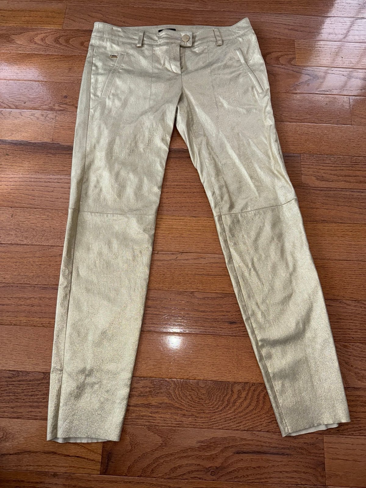 Size 36 Escada Gold Metallic Lambskin Leather Pants