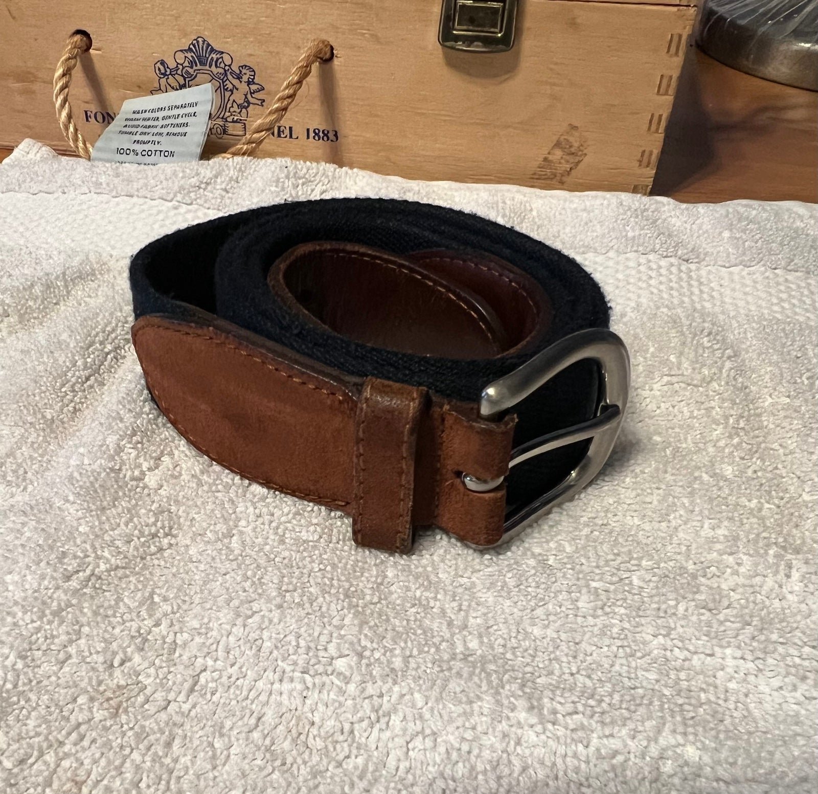 Paul Stuart Woven/Leather Belt 38