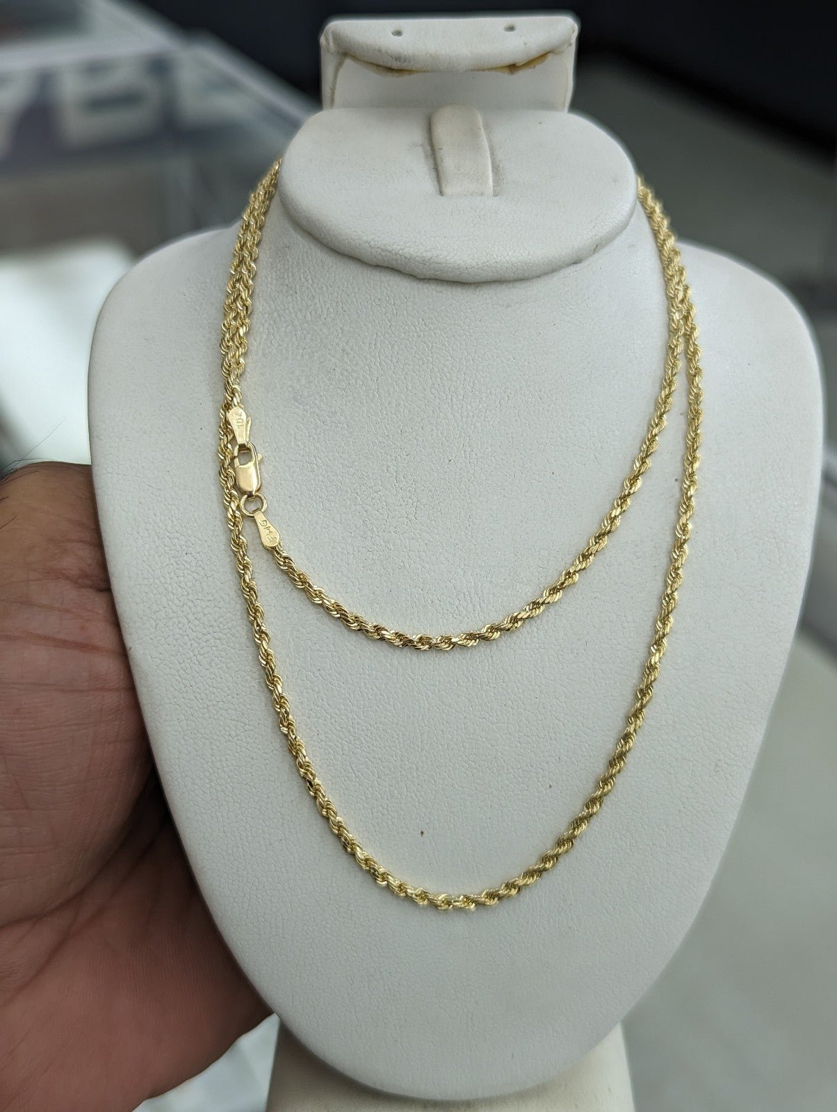 10kt Real Gold Rope Chain 2 mm 22 inches