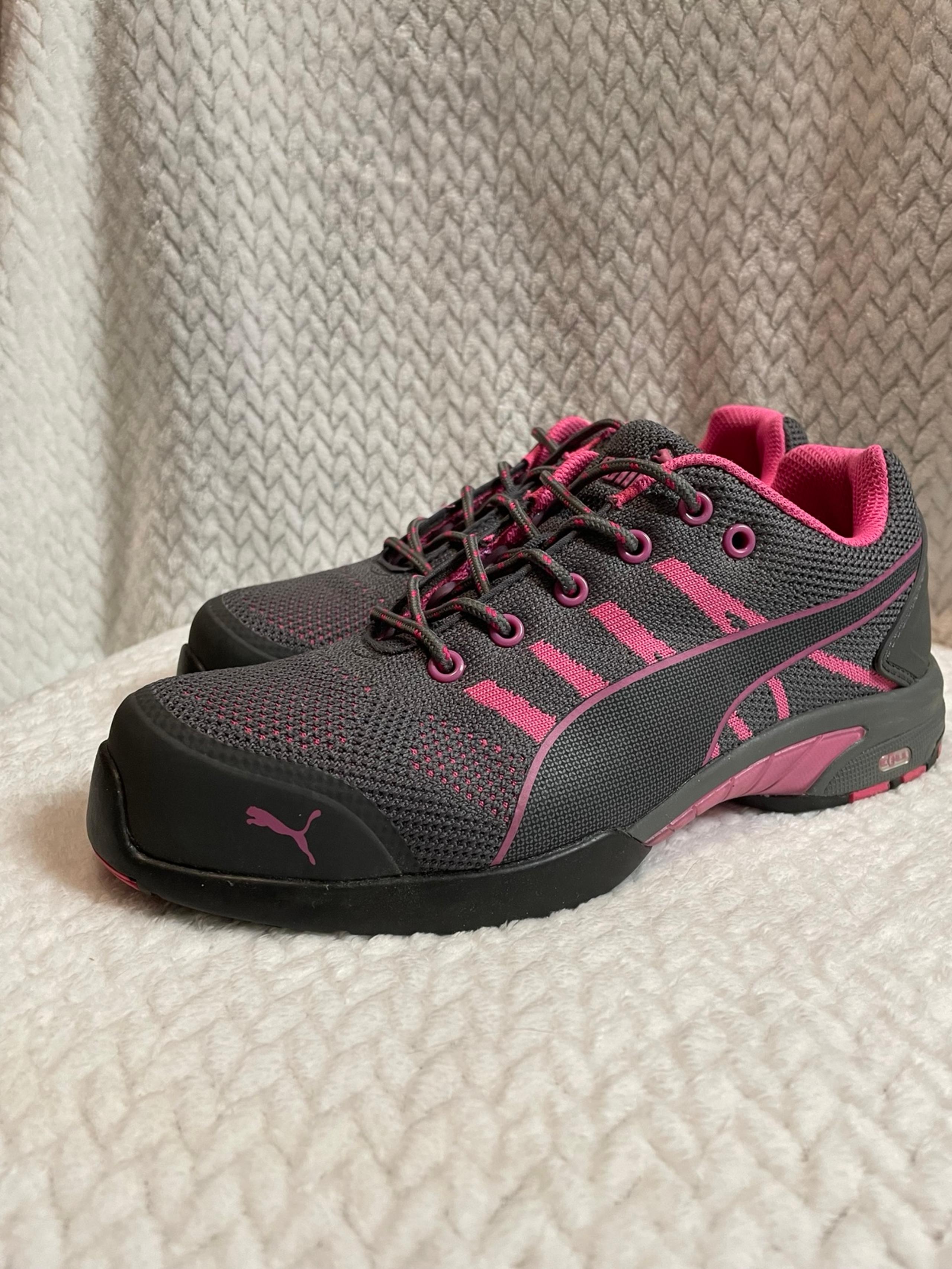 Puma Women's Celerity Knit Steel-Toe Safety Work Shoes Grey/Pink Size 8.5