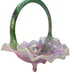 Fenton Pink Chiffon Basket w/Apple Green Handle