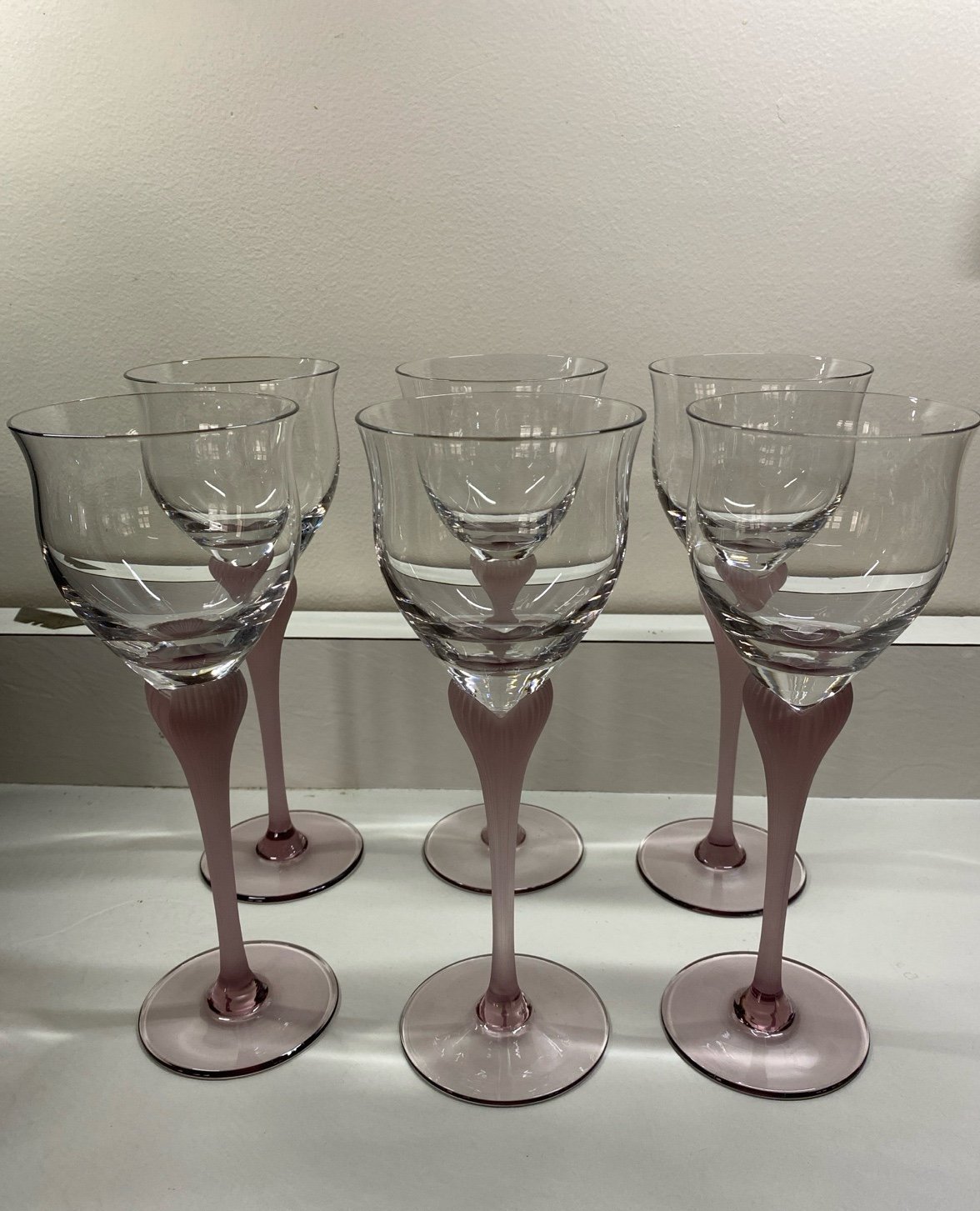 6 vintage mikasa sea mist amethyst crystal water goblets