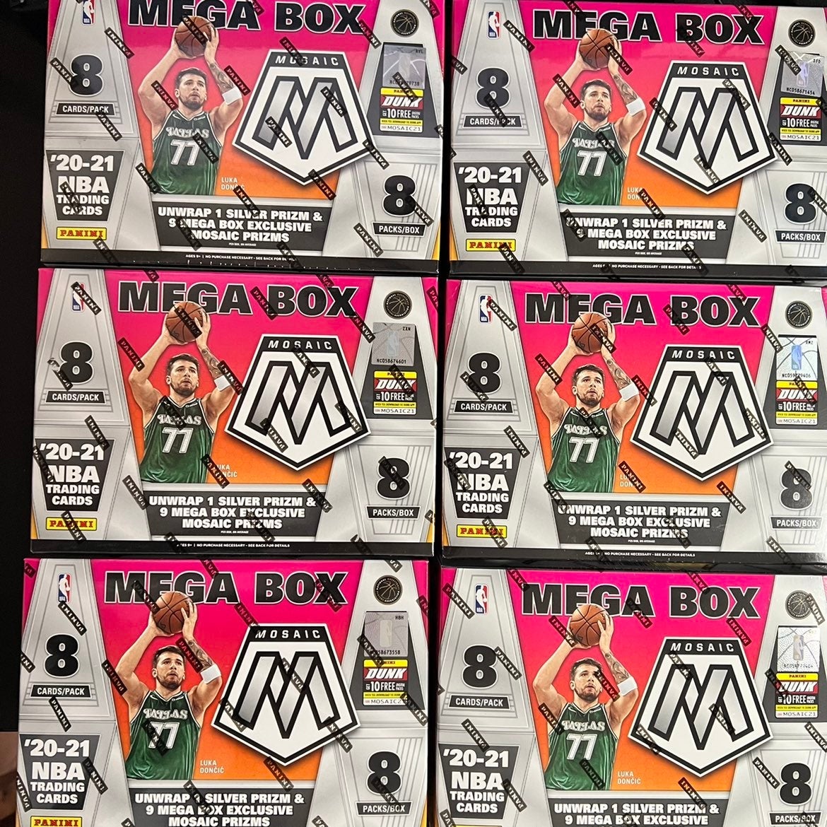 2020-21 Mosaic NBA Mega Boxes (Target) - LOT of 6 Boxes