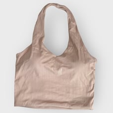 Klassy Network Halter Ribbed Brami Crop Top | Medium Tan Padded Western Sexy