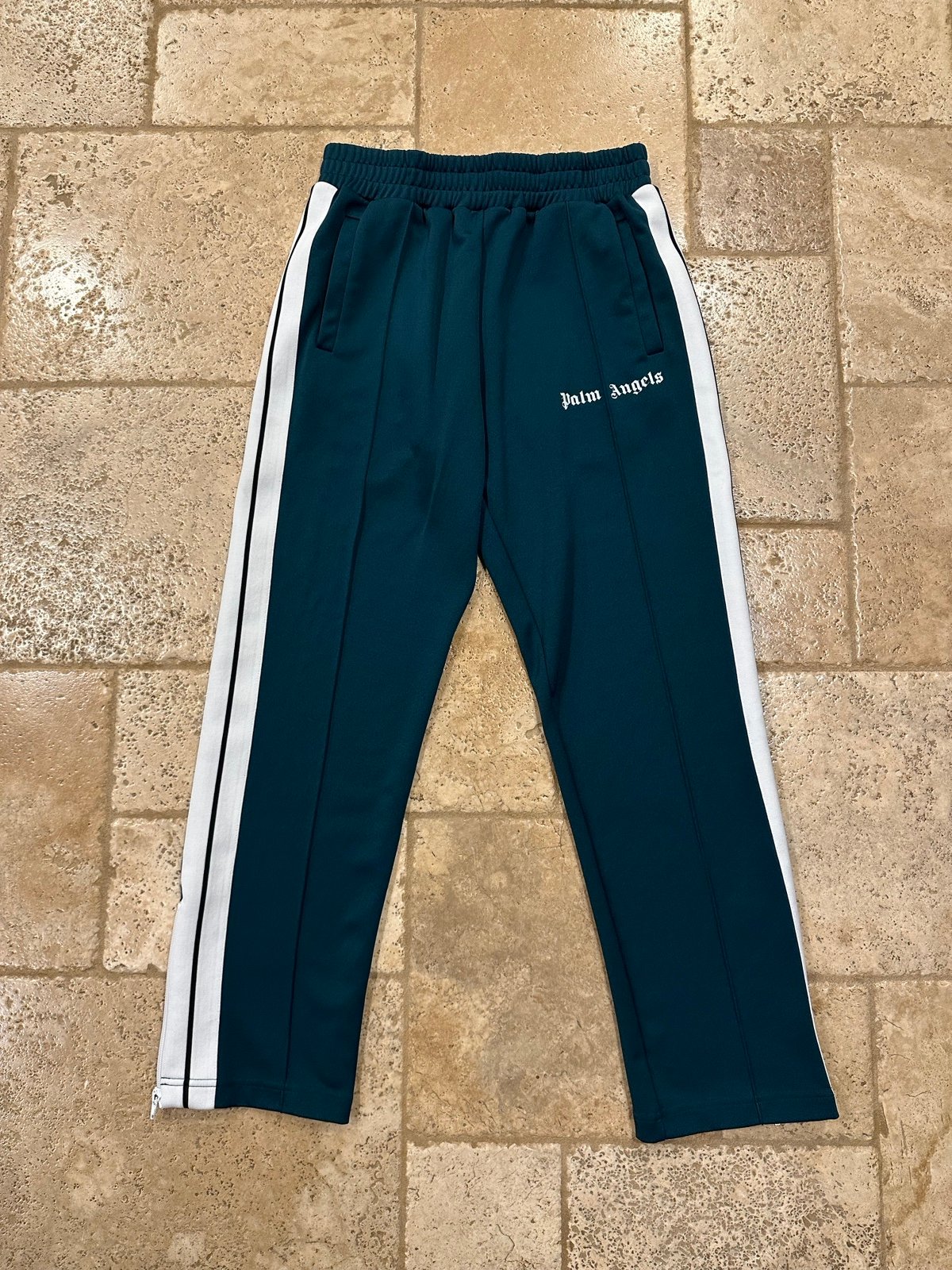 Palm Angels Forest Green Striped Track Pants