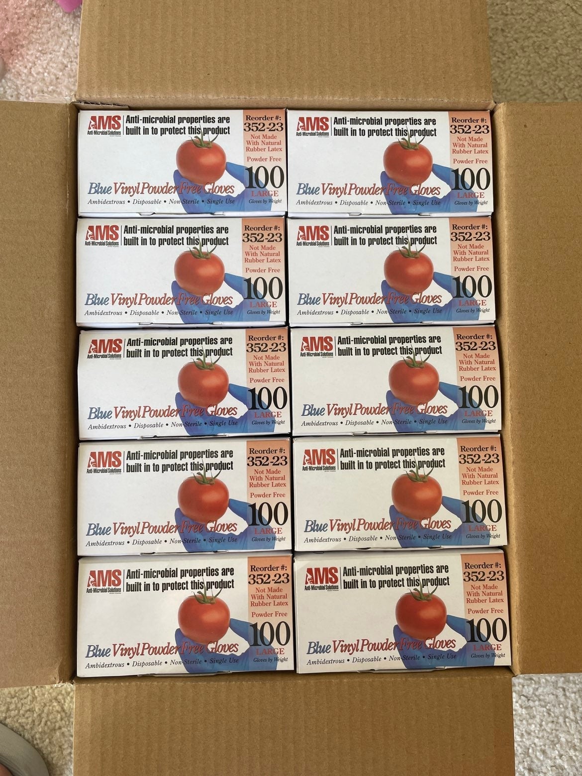 Blue Vinyl Powder Free Gloves Size L 10 boxes