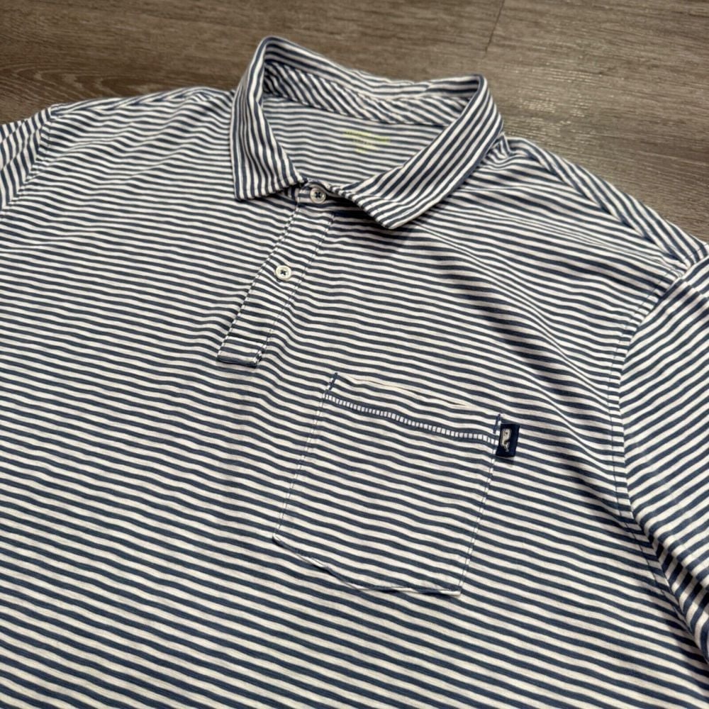 Vineyard Vines Polo Shirt Mens 2XL Blue Sea Island Preppy Pullover Golf Stretch