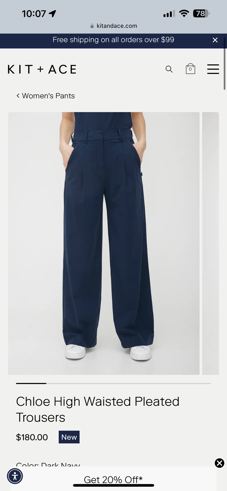 Kit and Ace Chloe High Waisted Pleated Trousers