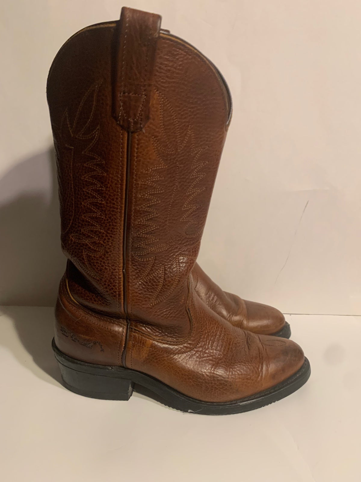 VINTAGE PD TUFF WESTERN COWBOY WORK BOOTS HARD TOE SZ 8 D SLIP PROOF SOLES