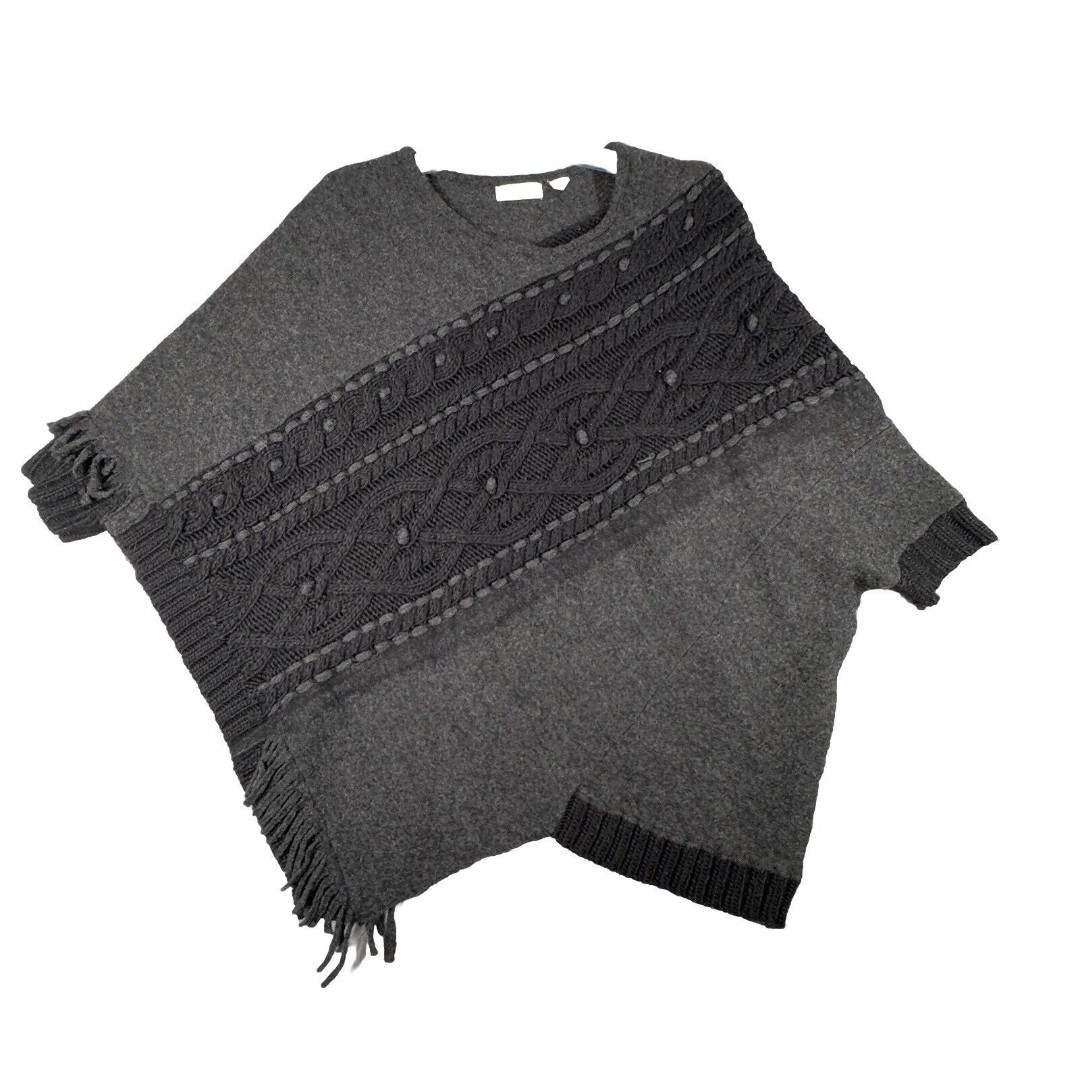Anthropologie Sleeping on Snow Sweater Womens XS Small Gray Oversized Poncho