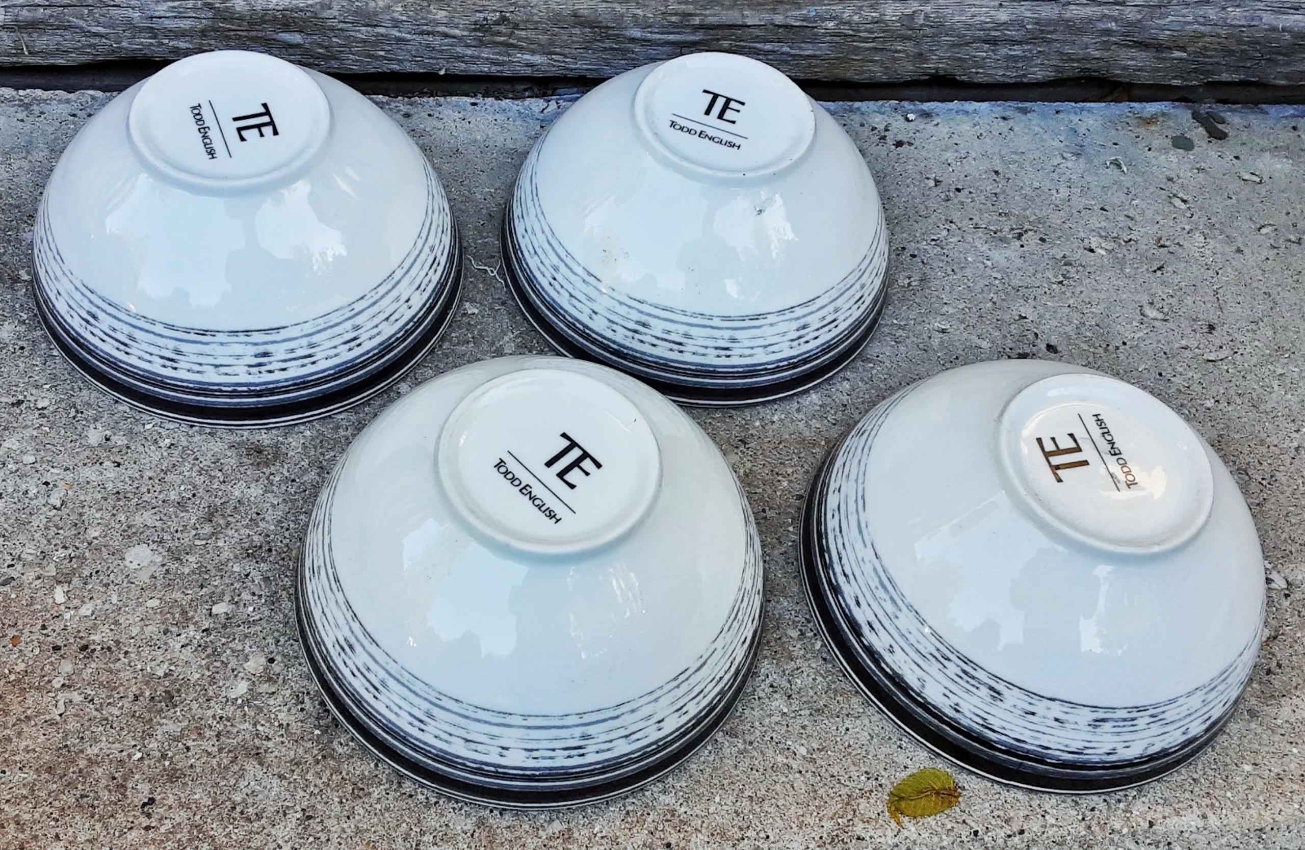 Todd English porcelain china soup cereal bowls set of 4 !